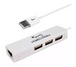 HUB USB 2.0 KANJI KJHUBLAN 3 PUERTOS Y ETHERNET