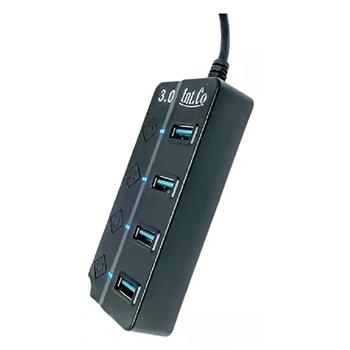 HUB USB 3.0 INT.CO KQ008H 4 PUERTOS ADMITE FUENTE NEGRO