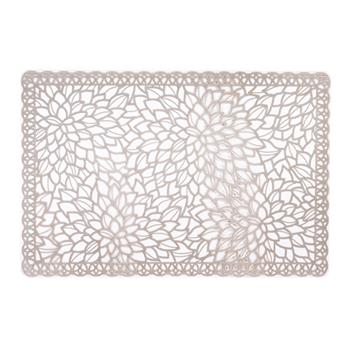 INDIVIDUAL  LANDON DE PVC RECTANGULAR SET X 6 GRIS CON TRAMADO Y TRANSPARENCIA